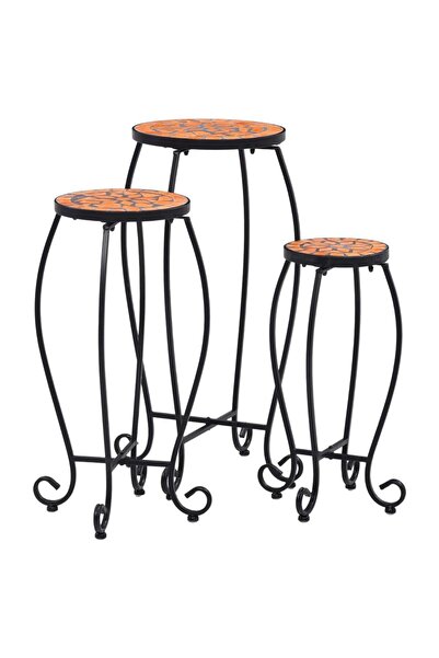 Concept Mese mozaic, 3 buc., cărămiziu, ceramică