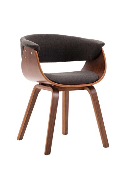 Concept Scaun de bucătărie, gri, lemn curbat și material textil