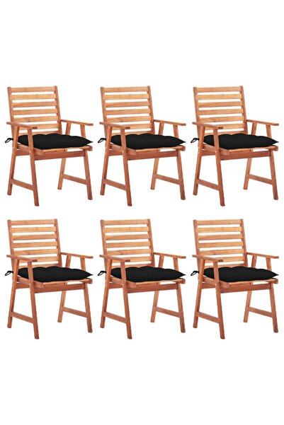 Concept Καρέκλες εξωτερικού χώρου με μαξιλάρια, 6 τεμ., από μασίφ ξύλο ακακίας
