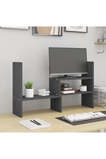 Concept Βάση οθόνης, γκρι, (39-72)x17x43 cm, μασίφ ξύλο πεύκου