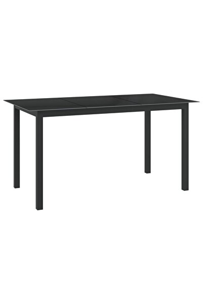 Concept Masă de grădină, negru, 150x90x74 cm, aluminiu și sticlă