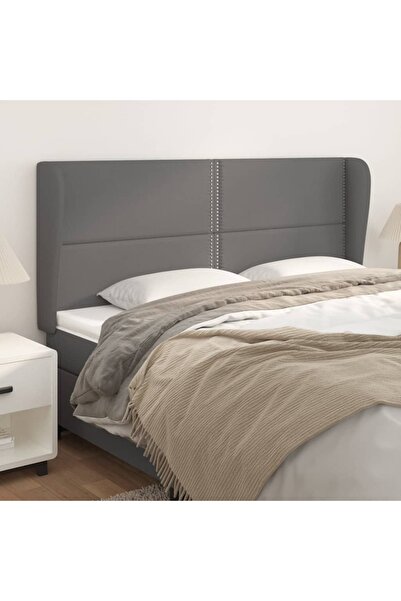 Concept Tăblie de pat cu aripioare gri 203x23x118/128 cm piele