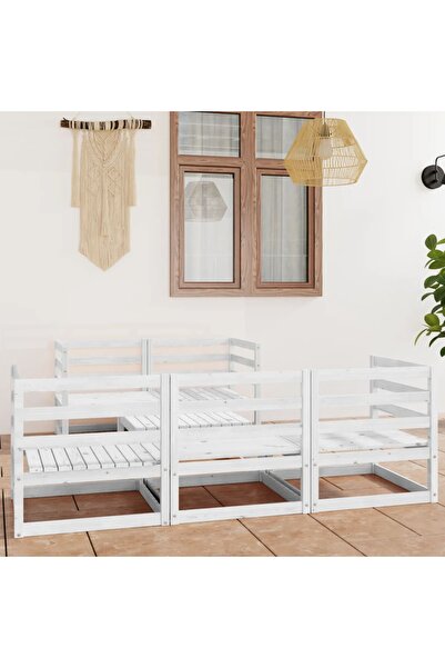 Concept Σετ επίπλων κήπου, 6 τεμάχια, λευκό, μασίφ ξύλο πεύκου