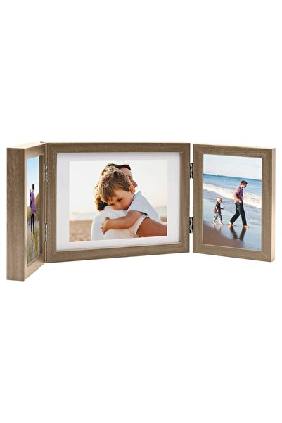 Concept Τριπλή κορνίζα φωτογραφιών, κολάζ, ανοιχτό καφέ, 22x15 εκ.+2x(10x15 εκ.)