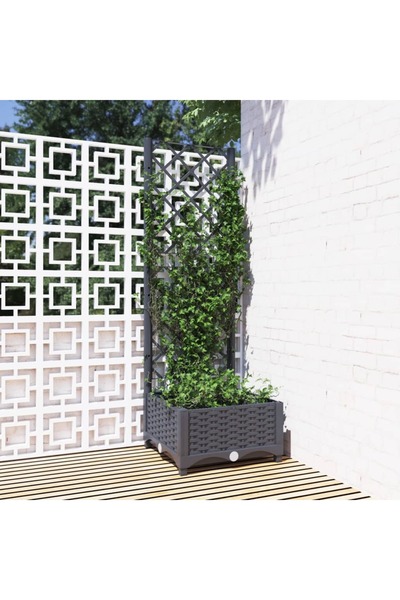 Concept Γλάστρα κήπου με πέργκολα, σκούρο γκρι, 40x40x121,5 cm, PP