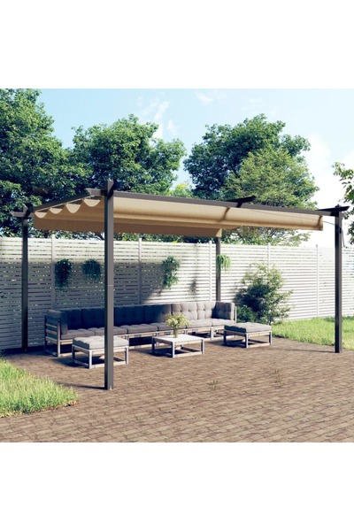 Concept Κιόσκι κήπου, αναδιπλούμενη στέγη, γκρι-μπεζ, 4x3 μ.