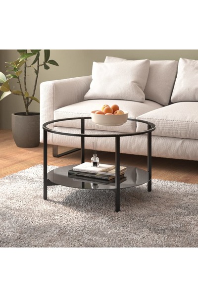 Concept Τραπεζάκι τσαγιού, μαύρο και Διαφανές, 70 cm, σκληρυμένο γυαλί