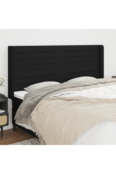 Concept Tăblie de pat cu aripioare, negru, 163x16x118/128 cm, textil