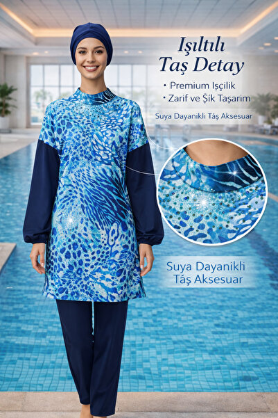 YUYİ Adasea Shiny Stone Detail Fast Drying Sports Lycra Fabric Stylish Women'...