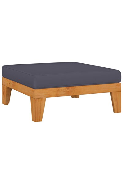 Concept Taburet modular, cu pernă gri închis, lemn masiv de acacia