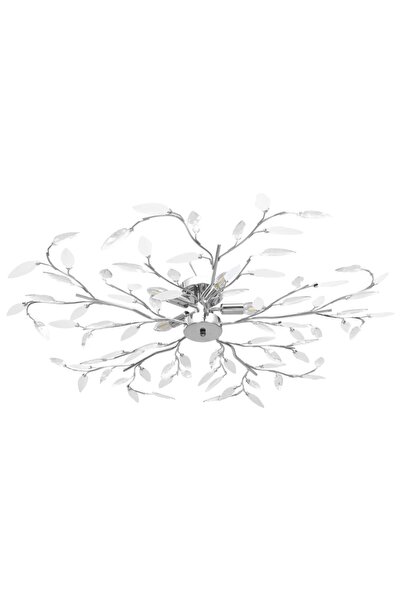 Concept Chandelier with leaf-type arms, white Acrylic crystal, 5 E14 bulbs