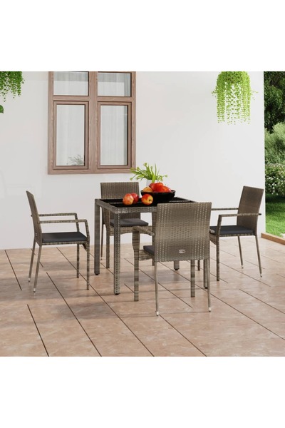 Concept Καρέκλες κήπου με μαξιλάρια, 4 τεμ., γκρι, πολυρατάν