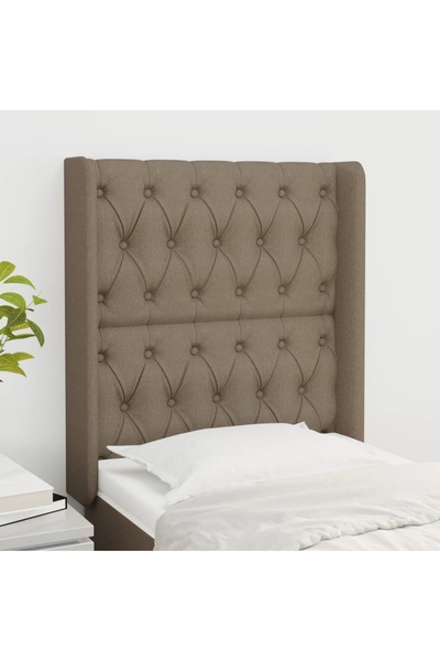 Concept Tăblie de pat cu aripioare gri taupe 83x16x118/128 cm textil