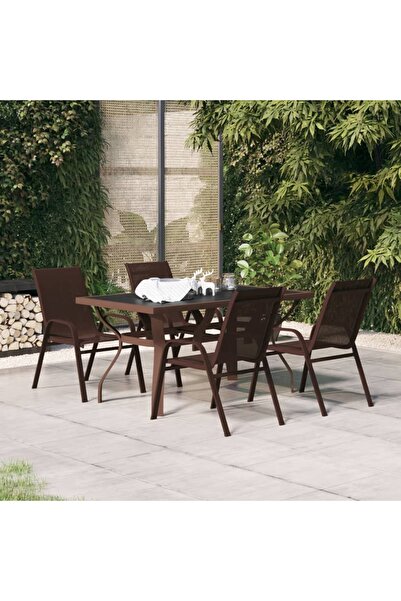 Concept Set mobilier de grădină, 5 piese, maro și negru