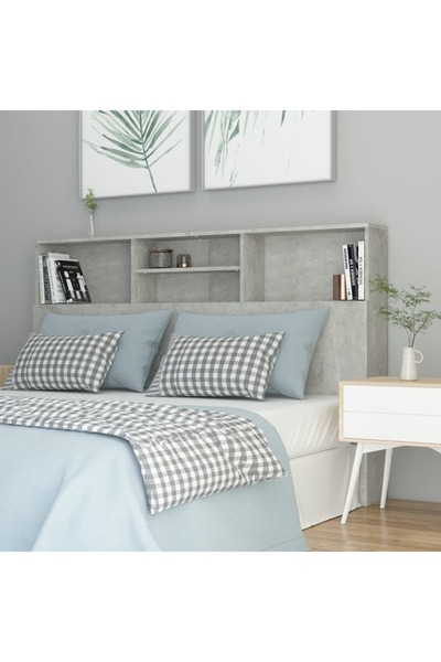 Concept Tăblie de pat cu dulap, gri beton, 160x19x103,5 cm