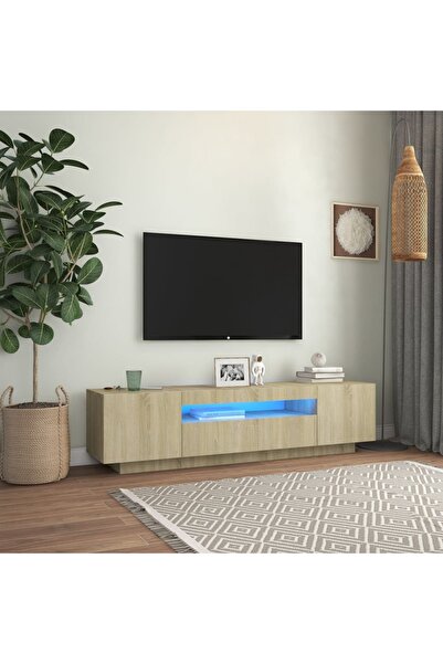 Concept Comodă TV cu lumini LED, stejar sonoma, 160x35x40 cm