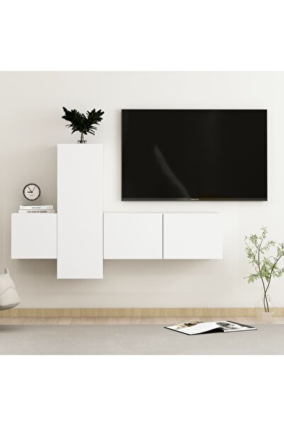 Concept Σετ ντουλαπιών τηλεόρασης, 3 τεμάχια, λευκό, μοριοσανίδα