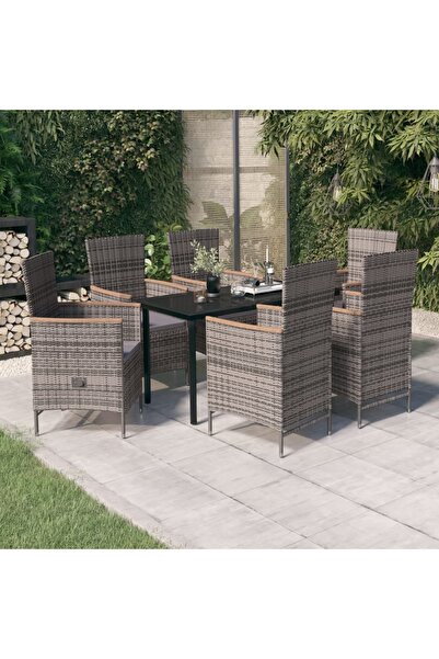 Concept Σετ επίπλων κήπου 7 τεμαχίων με μαξιλάρια, γκρι