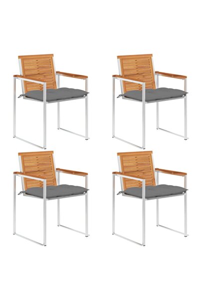 Concept Καρέκλες κήπου με μαξιλάρια, 4 τεμ., από μασίφ ξύλο ακακίας