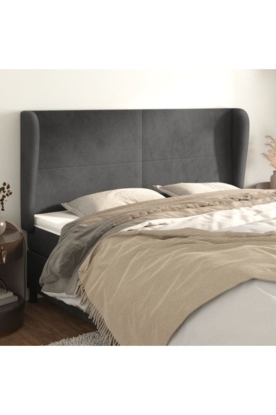 Concept Tăblie de pat cu aripioare gri închis 203x23x118/128 cm catifea