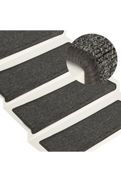 Concept Πατάκια σκαλοπατιών, 15 τεμάχια, γκρι και μαύρο, 65 x 25 cm