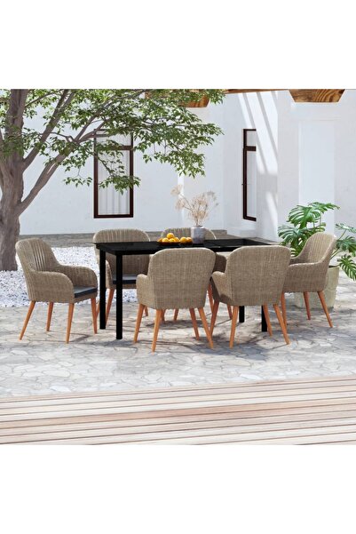Concept Set de mobilier de grădină, 7 piese, cu perne, maro