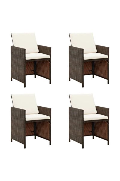 Concept Καρέκλες κήπου με μαξιλάρια, 4 τεμ., καφέ, πολυρατάν