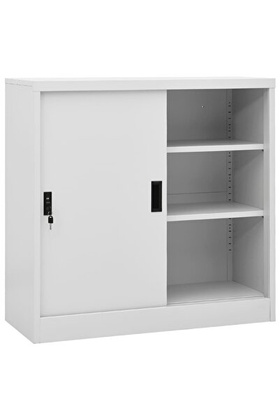 Concept Dulap de birou cu ușă glisantă, gri deschis, 90x40x90 cm, oțel