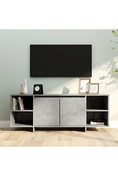 Concept Comodă TV, gri beton, 130x35x50 cm, PAL