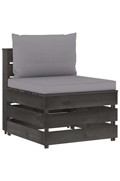 Concept Canapea de mijloc modulară cu perne, gri, lemn tratat