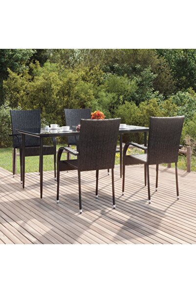 Concept Σετ επίπλων κήπου, 5 τεμάχια, μαύρο, πολυρατάν