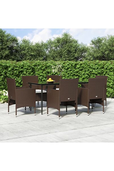 Concept Σετ τραπεζαρίας κήπου, 7 τεμάχια, καφέ και μαύρο