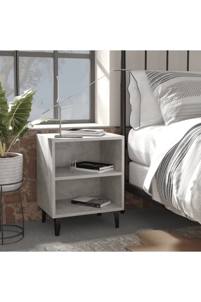 Concept Noptieră cu picioare metalice, gri, 40x30x50 cm