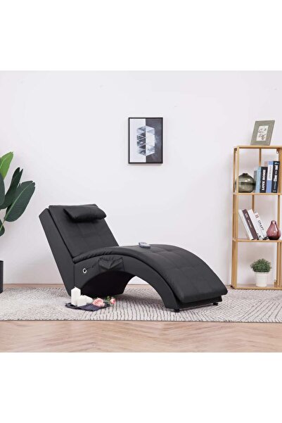 Concept Ξαπλώστρα μασάζ με Μαξιλάρι, μαύρη, από τεχνητό Δερμάτινο