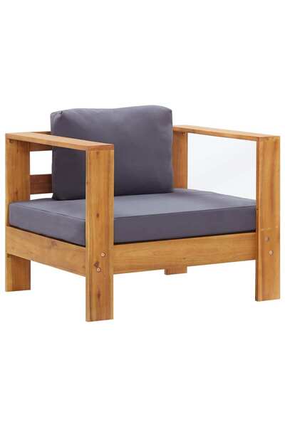 Concept Πολυθρόνα κήπου με Μαξιλάρι, σκούρο γκρι, μασίφ ξύλο ακακίας