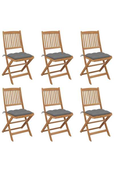 Concept Πτυσσόμενες καρέκλες κήπου με μαξιλάρια, 6 τεμ., από μασίφ ξύλο ακακίας