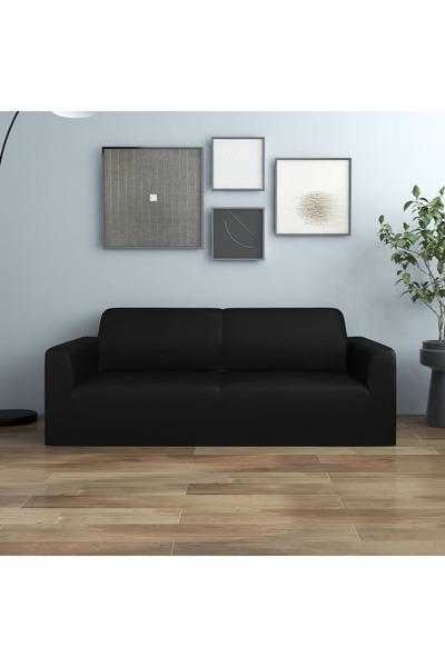 Concept Husă elastică pentru canapea cu 2 locuri negru poliester jerseu
