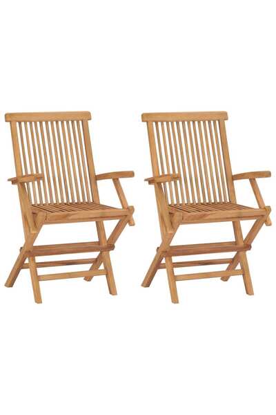 Concept Πτυσσόμενες καρέκλες κήπου, 2 τεμ., από μασίφ ξύλο τικ