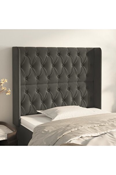 Concept Κεφαλάρι με φτερό σε σκούρο γκρι χρώμα 103x16x118/128 εκ. Βελούδο