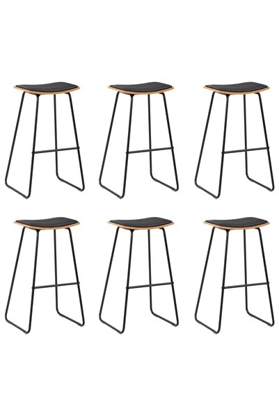 Concept Taburete de bar, 6 buc., negru, piele ecologică