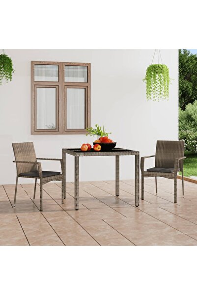 Concept Scaune de grădină cu perne, 2 buc., gri, poliratan