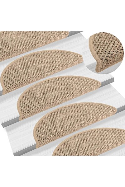 Concept Αυτοκόλλητα πατάκια σκαλοπατιών σε όψη σιζάλ, 15 τεμάχια μπεζ 56x20εκ.