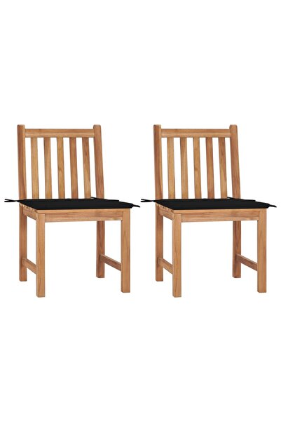 Concept Καρέκλες κήπου με μαξιλάρια, 2 τεμ., από μασίφ ξύλο τικ