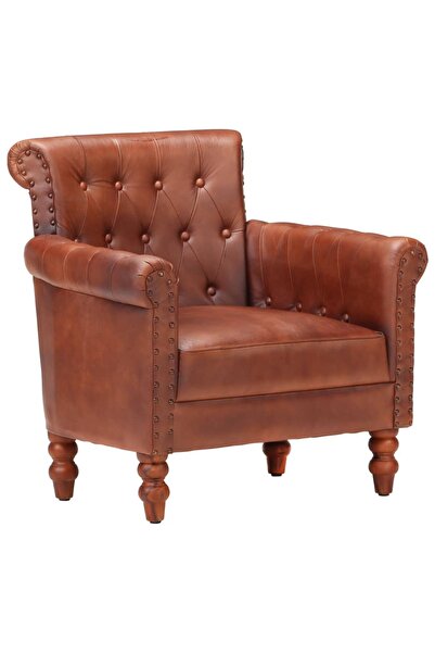 Concept Πολυθρόνα, καφέ, Γνήσιο Δέρμα