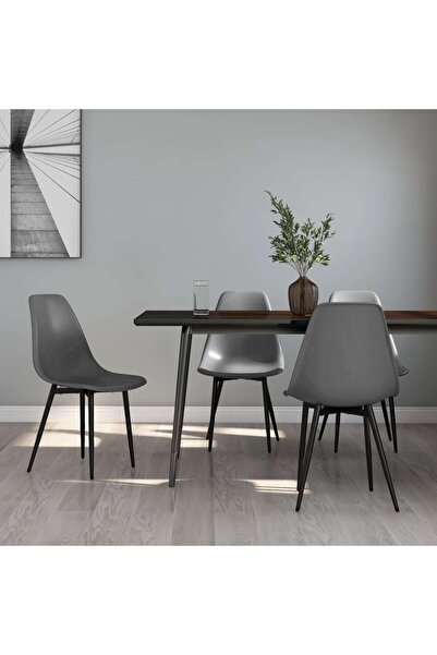 Concept Καρέκλες κουζίνας, 4 τεμ., γκρι, PP