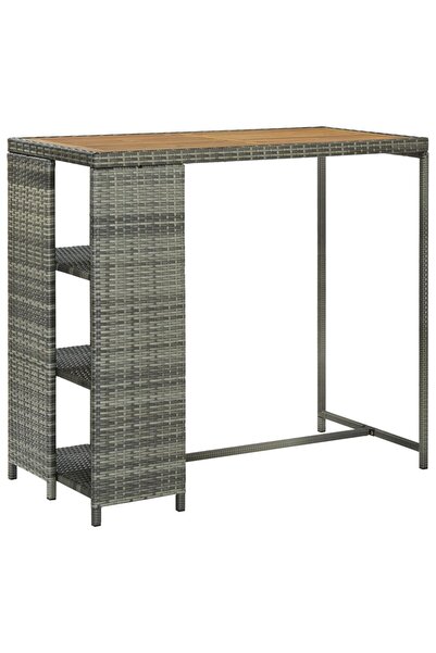 Concept Τραπέζι μπαρ με ράφι αποθήκευσης, γκρι 120x60x110 cm, πολυρατάν