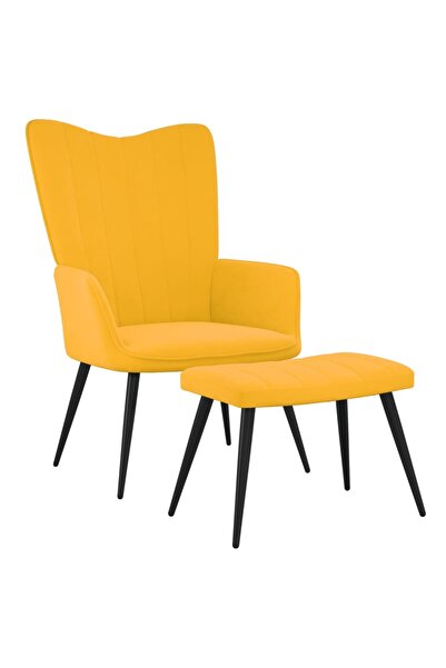 Concept Πολυθρόνα χαλάρωσης με σκαμπό, μουσταρδί, Βελούδο