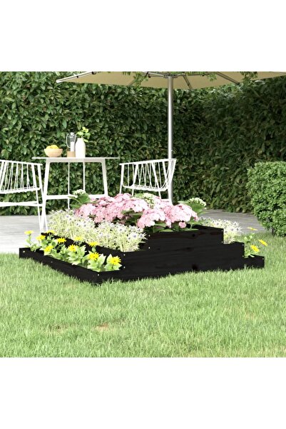 Concept Γλάστρα, μαύρη, 110x110x27 cm, από μασίφ ξύλο πεύκου