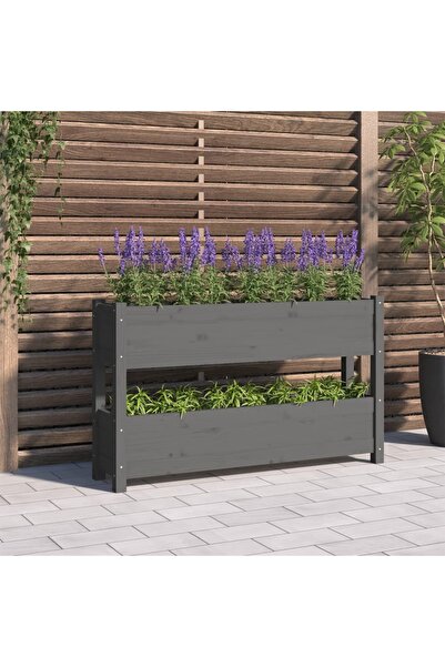 Concept Γλάστρα, γκρι, 112x25x66 cm, μασίφ ξύλο πεύκου