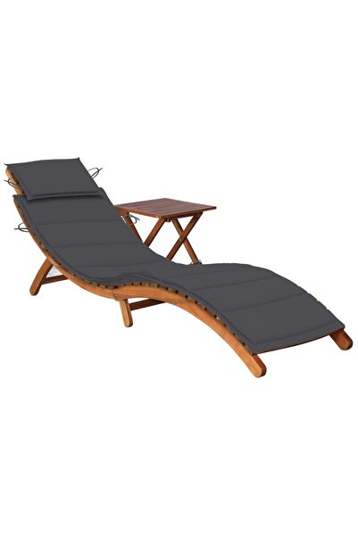 Concept Ξαπλώστρα κήπου με τραπέζι και Μαξιλάρι, από μασίφ ξύλο ακακίας